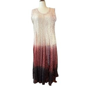 90s Ombre Lace Overlay Dress Maxi Sleeveless Scoop Neck